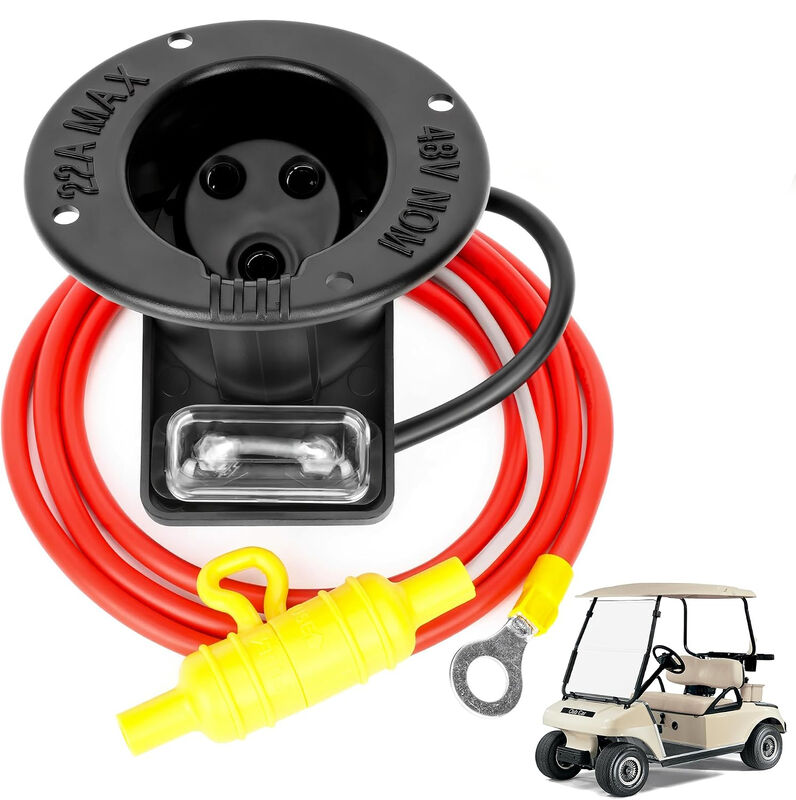Club Car DS Carregador Receptáculo Fusível Conjunto 101802101 Atualização Premium Integrado 48V Fusível Cablagem Completa